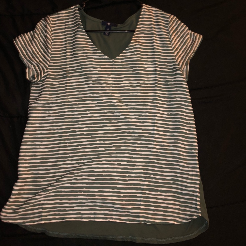 Green striped blouse